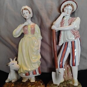 Beautiful Vintage Pair of Jeanne Reed's French Country Peasant Porcelain
